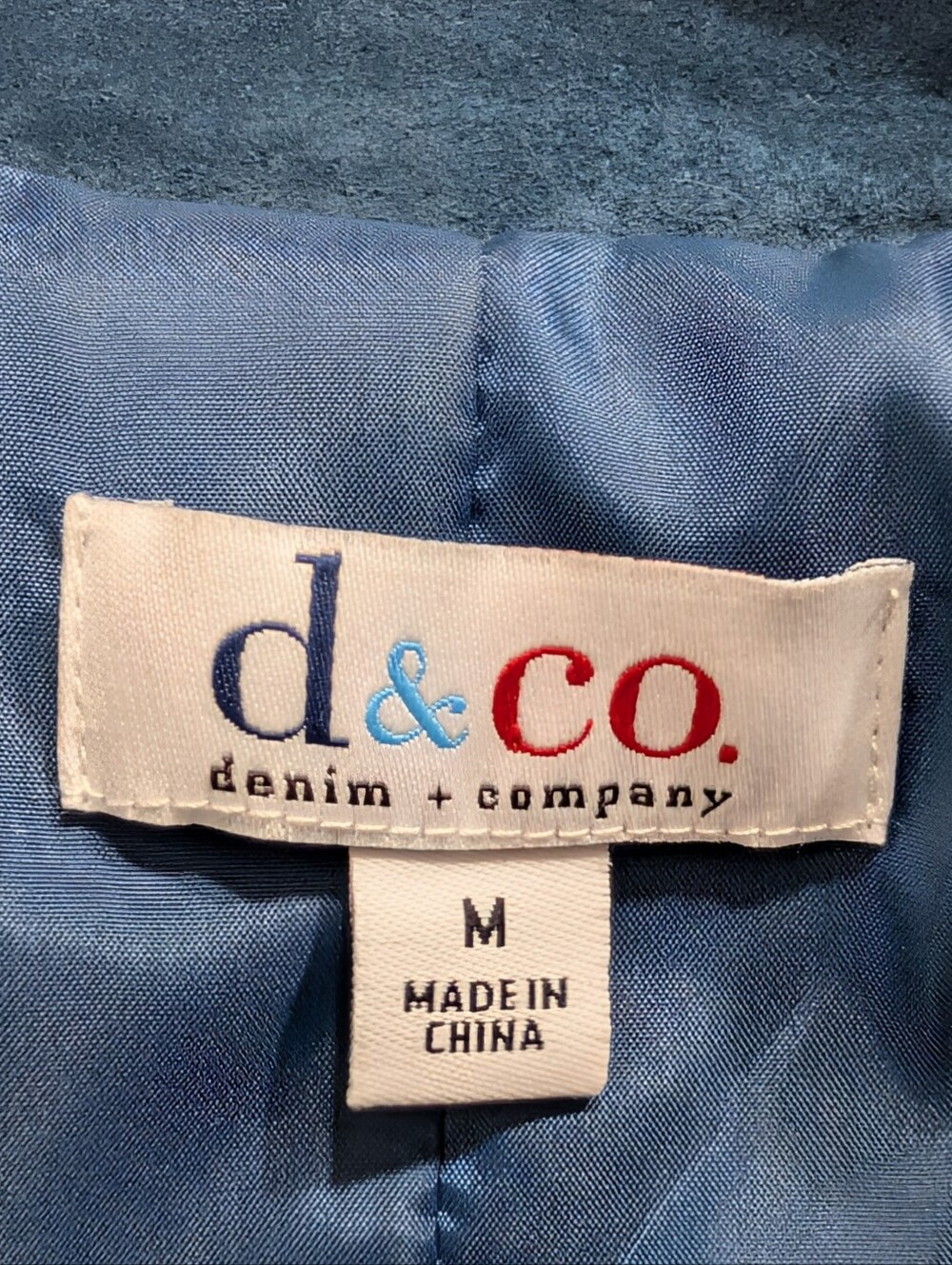 D&Co Genuine Suede Leather Jacket Blue Size M | Like New - Picture 3 of 4